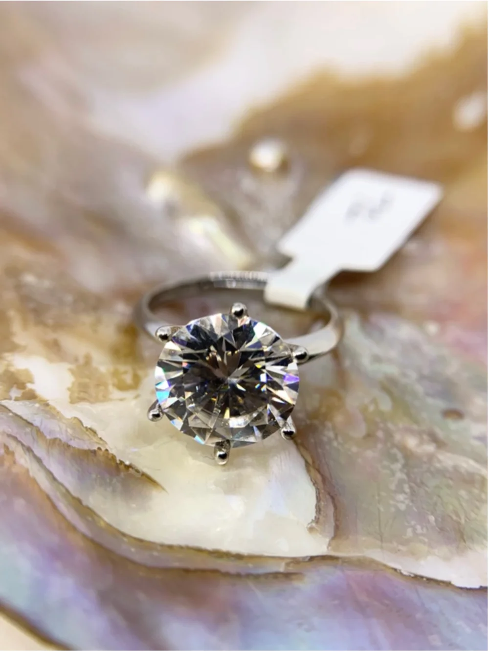 Adjustable Moissanite Ring 5 Ct Brilliant Round Cut Solitaire GRA 925 Silver